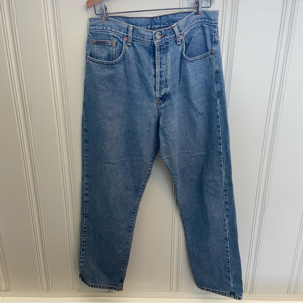 Vintage Calvin Klein High-rise Button-fly jeans made  USA juniors 13, 32” waist